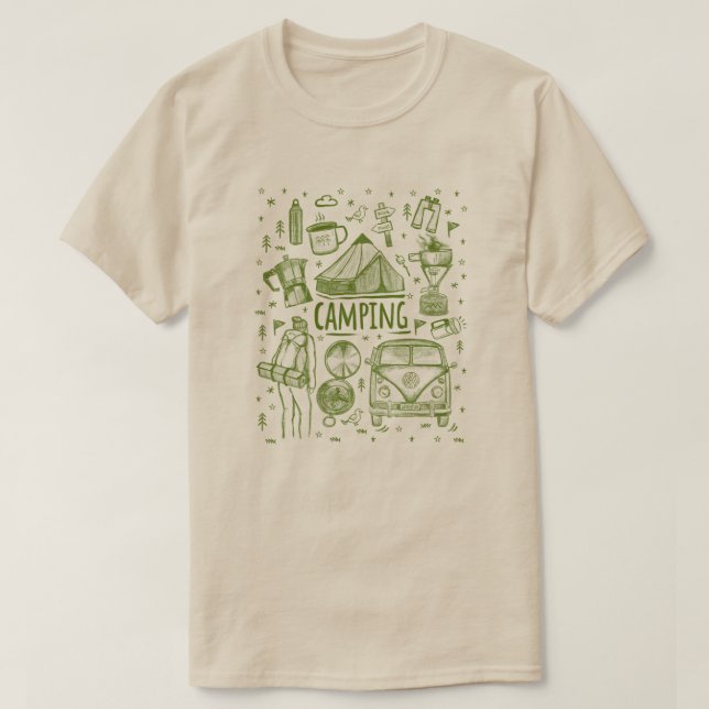 Camiseta Ilustracion al aire libre de camping (Diseño del anverso)