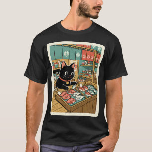 Camiseta Ilustración al estilo japonés de Black Cat Fish Ma