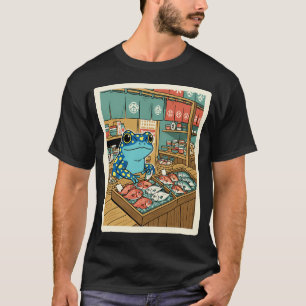 Camiseta Ilustración al estilo japonés de mercado de pez ra