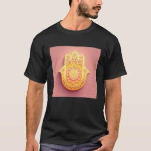 Camiseta Ilustracion amarillo Hamsa mano Pastel de color Mu