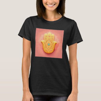 Camiseta Ilustracion amarillo Hamsa mano Pastel de color Mu