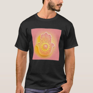 Camiseta Ilustracion amarillo Hamsa mano Pastel de color Mu