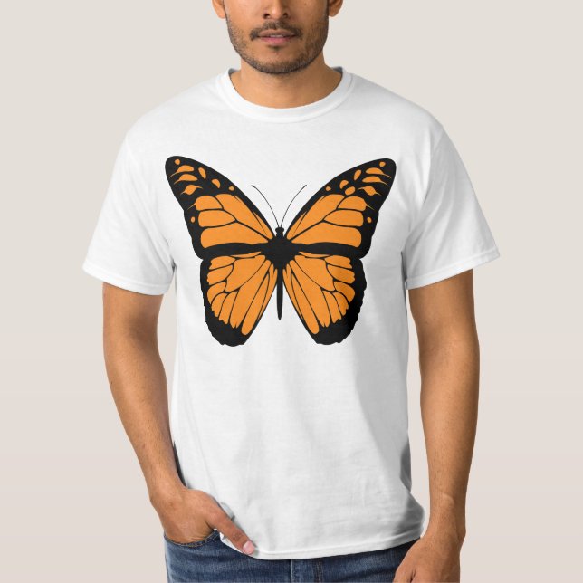 Camiseta Ilustracion anaranjado de la mariposa de monarca (Anverso)