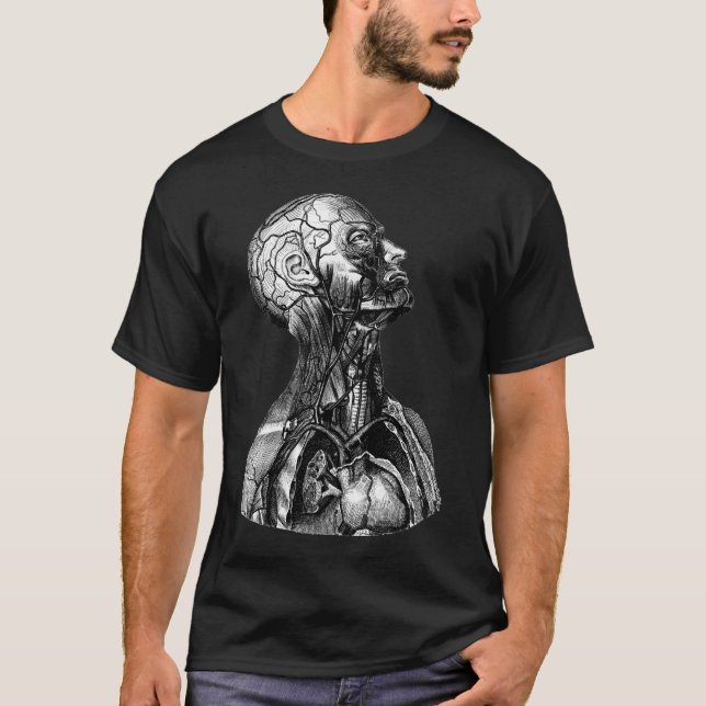 Camiseta Ilustracion anatómico del vintage del cuerpo (Anverso)