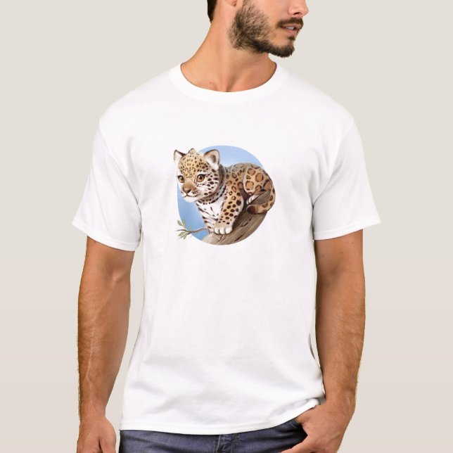 Camiseta Ilustracion animal lindo de Jaguar Cub del bebé - (Anverso)