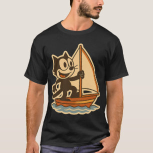 CAMISETA ILUSTRACIÓN ANTIGUA DE FELIX GATO EN UN BARCO