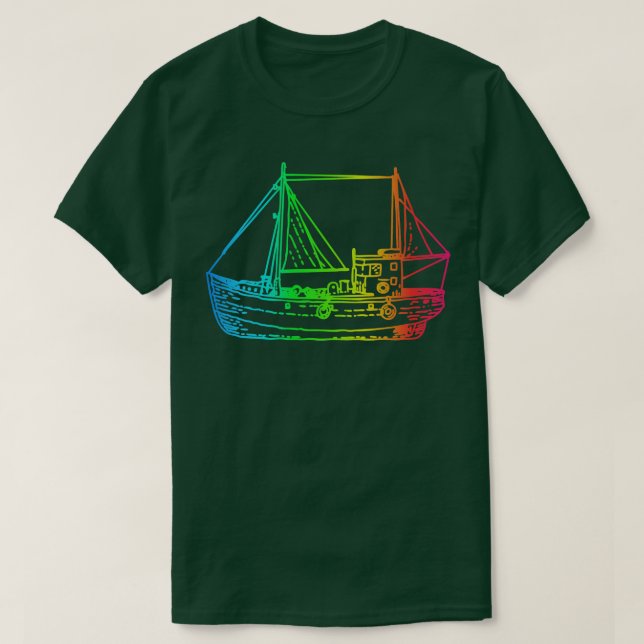 Camiseta Ilustracion arcoiris del barco (Diseño del anverso)