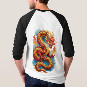 Camiseta Ilustración Ardiente del Dragón Rojo Chino-67561