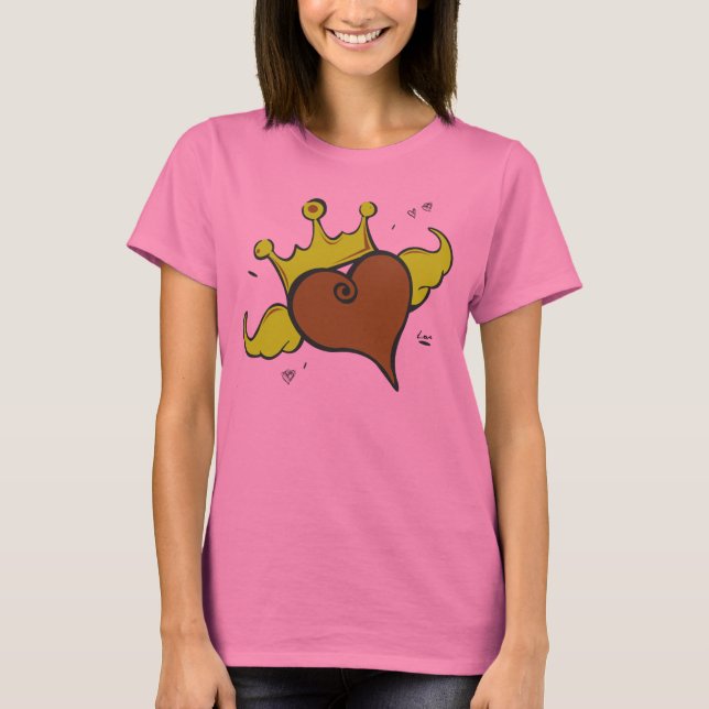 Camiseta Ilustración artística coronada y alada del corazón (Anverso)