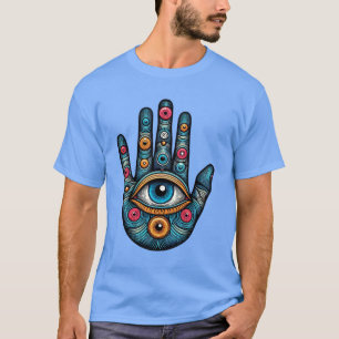 Camiseta Ilustración artística de la mano de Hamsa con ojo