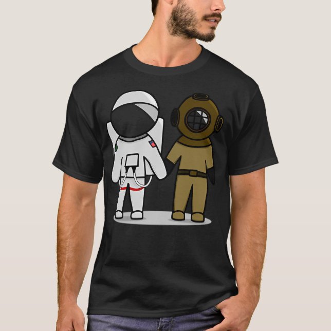 Camiseta Ilustracion Astronauta Y De Buceador (Anverso)