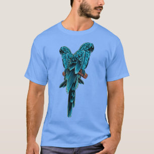 Camiseta Ilustracion azul valentino de pareja loro azul