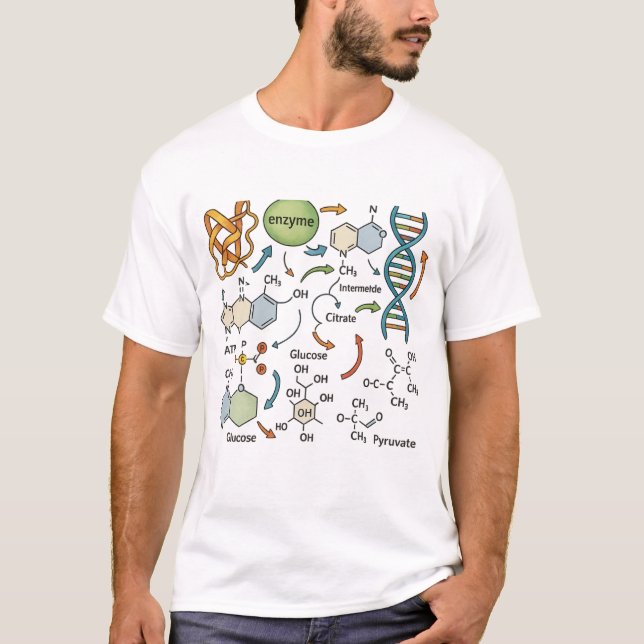 Camiseta Ilustracion bioquímico con estructura molecular (Anverso)