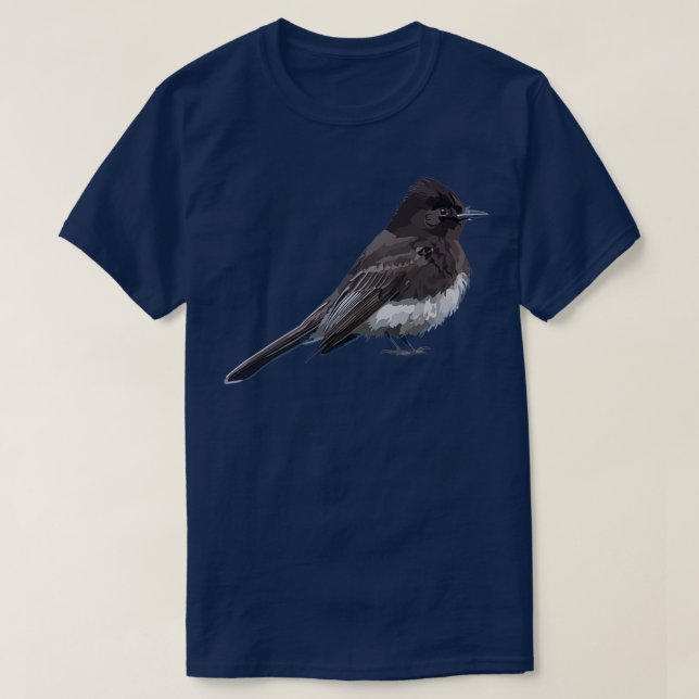 Camiseta Ilustracion Black Phoebe Bird Flycatcher Songbird (Diseño del anverso)