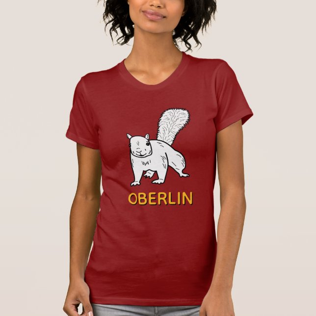 Camiseta Ilustracion blanco de la ardilla de Oberlin de la (Anverso)