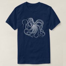 Camiseta Ilustracion blanco de pulpo vintage