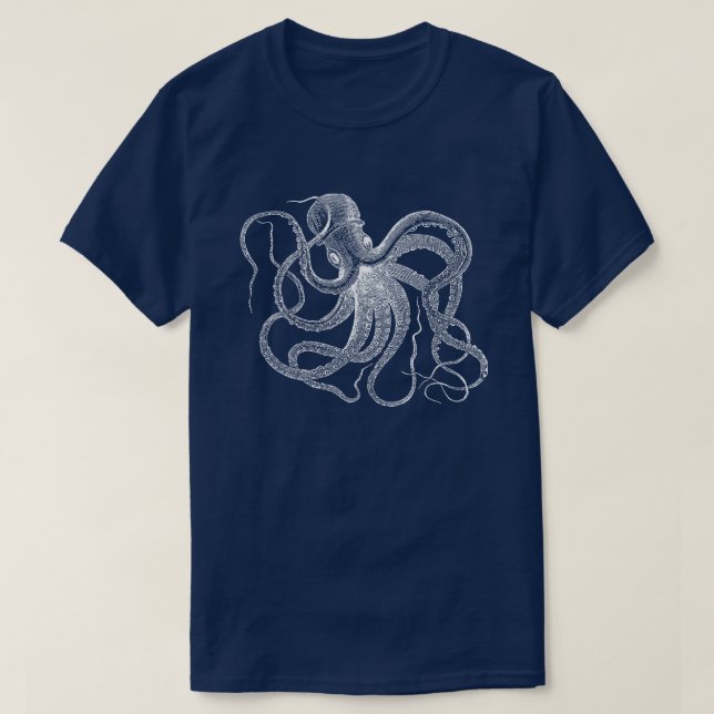 Camiseta Ilustracion blanco de pulpo vintage (Diseño del anverso)