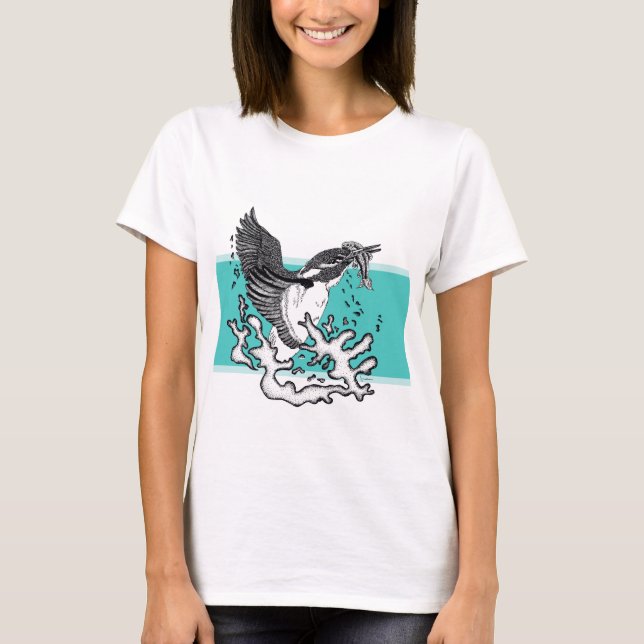 Camiseta Ilustracion blanco y negro de Kingfisher (Anverso)
