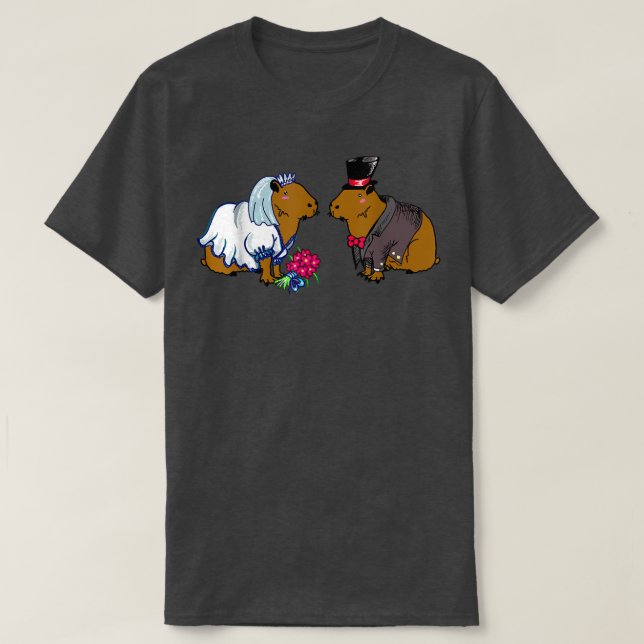 Camiseta Ilustracion Boda Capybara Bride & Groom 165 (Diseño del anverso)
