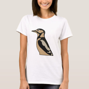 Camiseta Ilustración Bonita de Pájaro Carpintero
