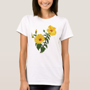 Camiseta Ilustración botánica de hibisco amarillo hawaiano 