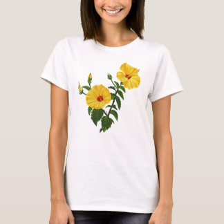 Camiseta Ilustración botánica de hibisco amarillo hawaiano