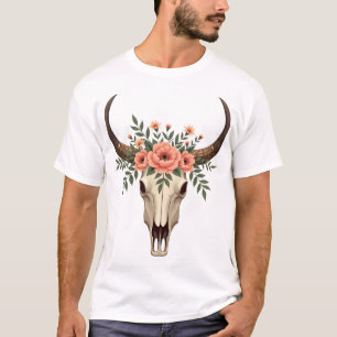 Camiseta Ilustración Botánica Occidental Boho Cráneo de Tor