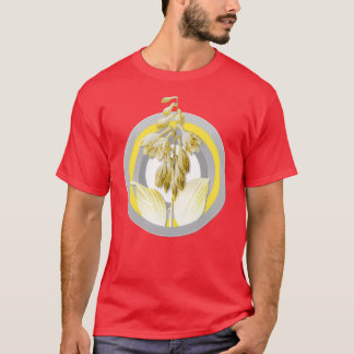 Camiseta Ilustracion botánico azul diurno en gris y ye