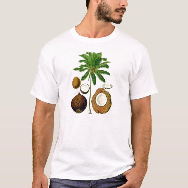 Camiseta Ilustracion botánico del árbol de coco (Anverso)