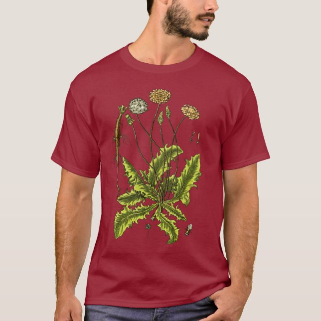 Camiseta Ilustracion botánico del diente de león (Anverso)