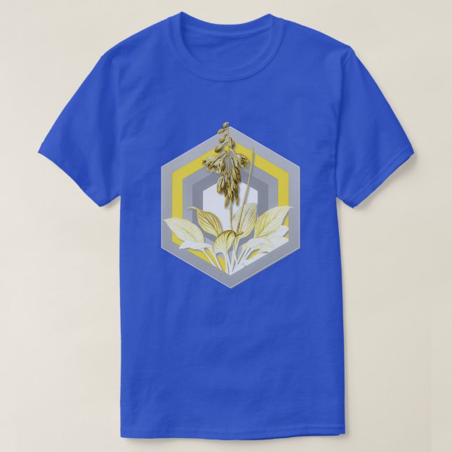 Camiseta Ilustracion botánico diariamente en gris y amarill (Diseño del anverso)