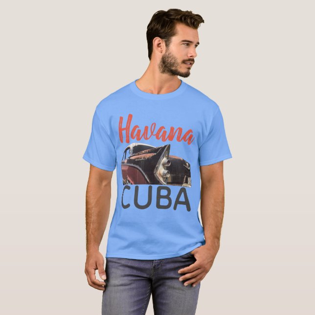 Camiseta Ilustracion callejero de La Habana Cuba, hombres (Anverso completo)