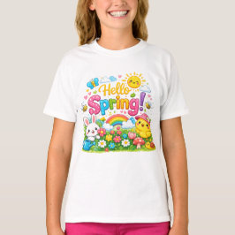 Camiseta Ilustración caprichosa de "Hola Primavera" con con