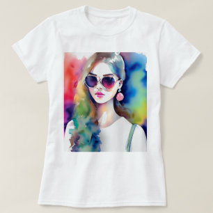 Camiseta Ilustracion Chica de dibujo, Chica de moda, mujer