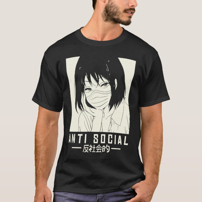 Camiseta Ilustracion Chica japonés antisocial con Mamáes fa (Anverso)