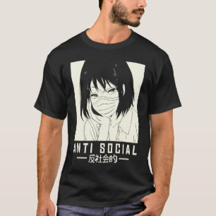 Camiseta Ilustracion Chica japonés antisocial con Mamáes fa