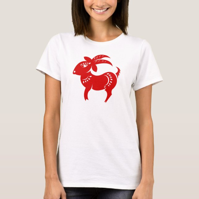 CAMISETA ILUSTRACION CHINO DE LA CABRA PAPERCUT DEL ZODIACO (Anverso)