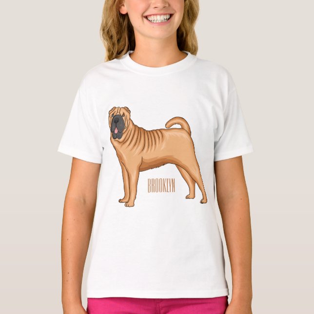 Camiseta Ilustracion chino de personalizado de perro Shar-P (Anverso)