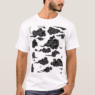 Camiseta Ilustracion cielo blanco de nubes negras