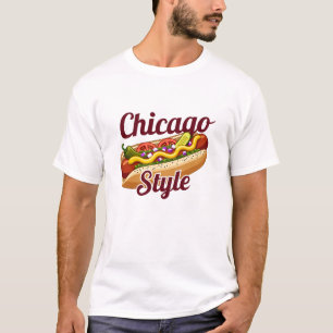 Camiseta Ilustración clásica de un perrito caliente al esti