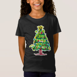 Camiseta Ilustración Colorida de Árbol de Navidad
