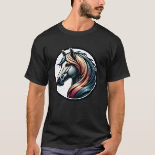 Camiseta Ilustración Colorida de Cabeza de Caballo para Ent