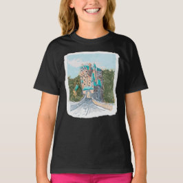 Camiseta Ilustración Colorida de Castillo
