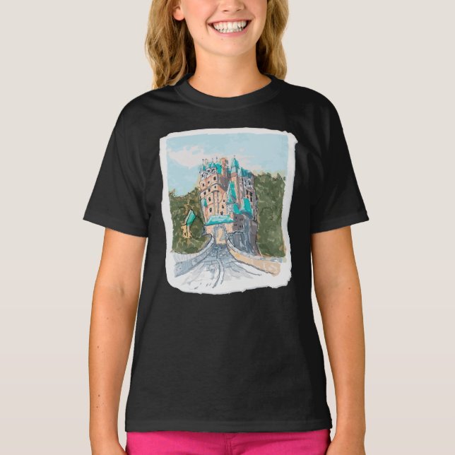 Camiseta Ilustración Colorida de Castillo (Anverso)