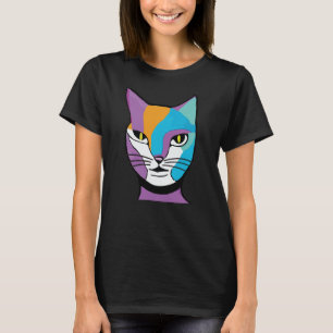 Camiseta Ilustración Colorida de Mujer Gato