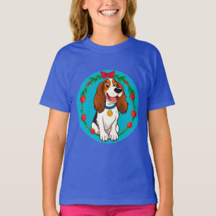 Camiseta Ilustración Colorida de Perro Feliz Sentado