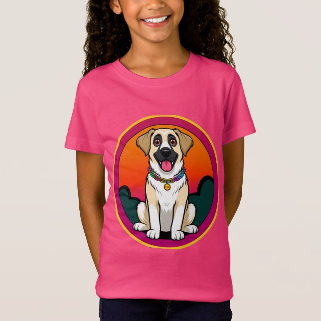 Camiseta Ilustración Colorida de un Perro Sonriente (Anverso)