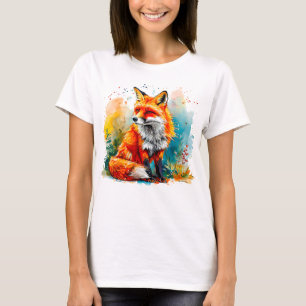 Camiseta Ilustración colorida de un zorro