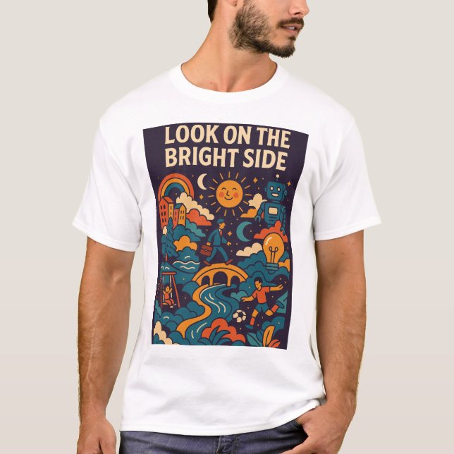 Camiseta Ilustración Colorida de Vida Positiva (Anverso)