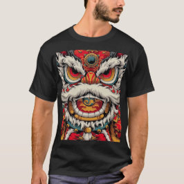 Camiseta Ilustracion colorido de león bailando chino